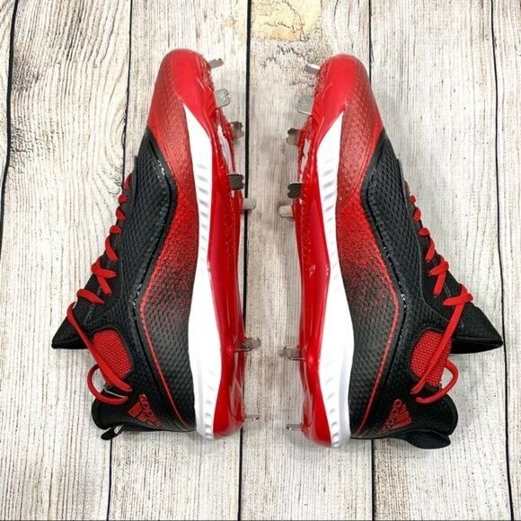 Adidas Red Black White Icon Bounce Baseball Cleats Size 16 - Picture 6 of 7